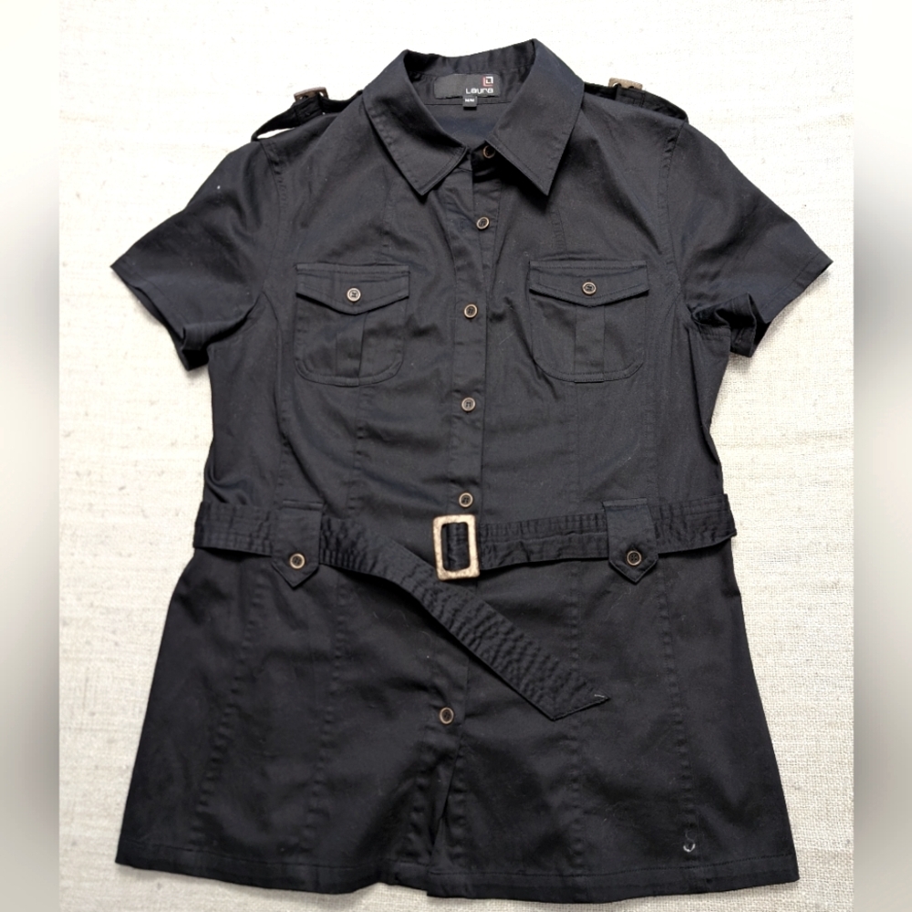 Women's Short Sleeve Button Down Blouse